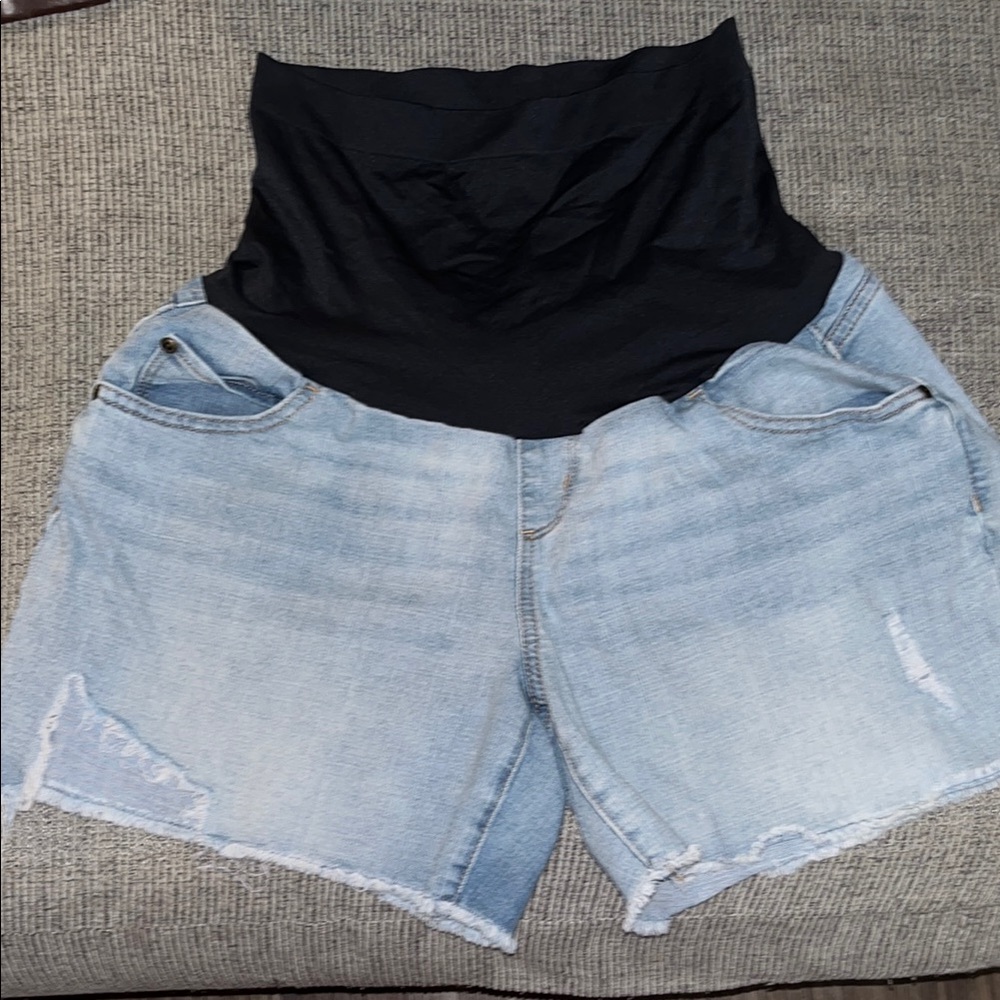 Sonoma Maternity Jean Shorts with Frayed Hem